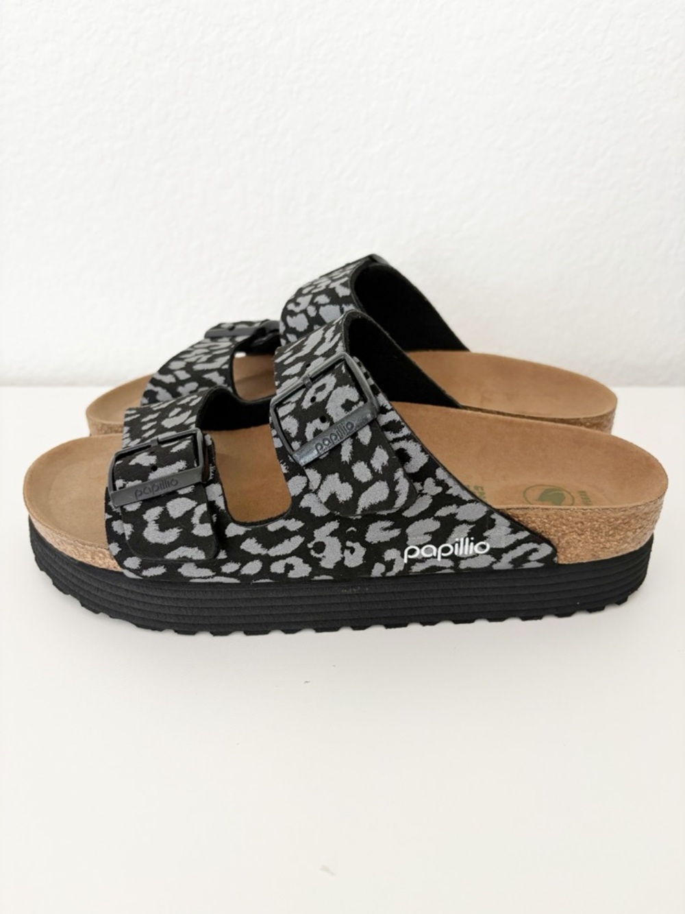 Birkenstock Papillio Arizona Grooved Platform Leopard Sandals EU 39 US 8-8.5 Nar - Picture 5 of 12